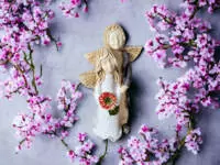 Angel Allen & Alice - silver white -  25 x 14 cm decorative figurine 