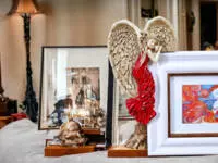 Angel Andrea - red - left -  19 x 11 cm decorative figurine 