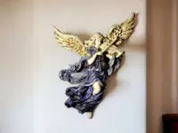 Angel with Violin - gray -  25 x 33 cm decorative figurine 