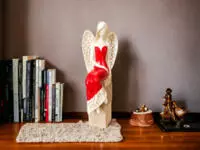 Angel Emily - red Sitting -  22 x 9 cm decorative figurine 
