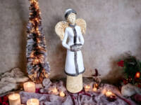 Angel Gia - white gray brown -  35 x 15 cm decorative figurine 