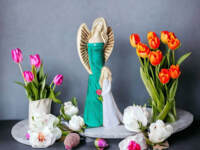 Angel Hannah & Evelyn - turque light -  32 x 15 cm decorative figurine 