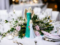 Angel Hannah & Evelyn - turque light -  32 x 15 cm decorative figurine 