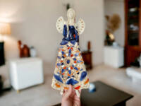 Angel Heather - blue orange -  35 x 15 cm decorative figurine 
