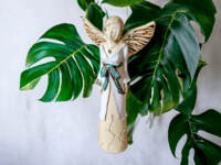 Angel Lily - white turquoise -  35 x 15 cm decorative figurine 