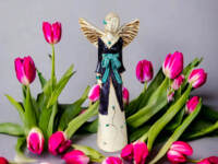 Angel Lily - blue -  35 x 15 cm decorative figurine 