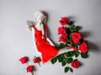 Angel Matilda - red -  15 cm decorative figurine 