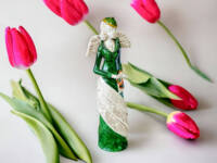 Angel Charlotte - green dark -  32 x 15 cm decorative figurine 
