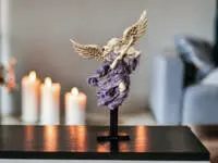 Angel with Violin - gray -  25 x 33 cm decorative figurine 