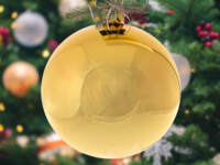 Set of golden gloss -  100 mm 6 pcs glass christmas balls 