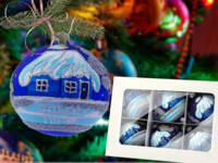  -  80 mm 6 pcs glass christmas balls 