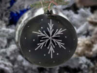Set of - silver stars mix -  100 mm 6 pcs glass christmas balls 