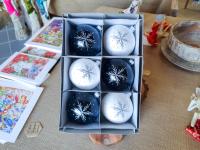 Set of - silver stars mix -  100 mm 6 pcs glass christmas balls 