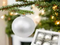 Set of - white mat -  100 mm glass christmas balls  6 pcs