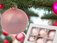 Set of pink perl -  100 mm glass christmas balls  6 pcs