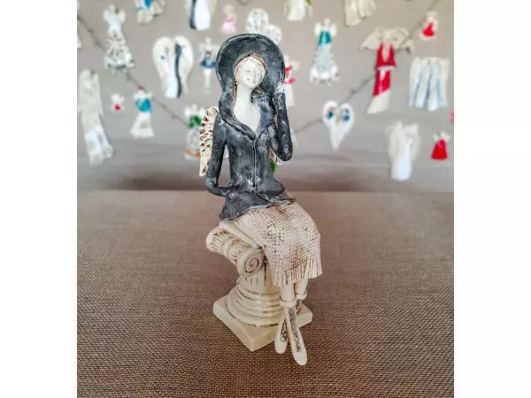 Angel Mega - gray -  20 x 9 cm decorative figurine 
