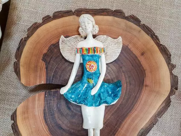Angel Theresa  - turquoise -  30 x 14 cm decorative figurine 