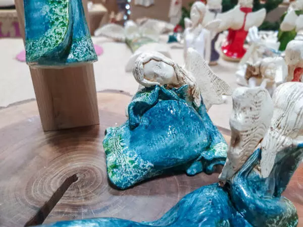 Tturquoise angels - set  -  decorative figurine 