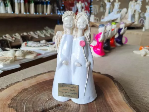 Angel Apple & Ella - white -  18 x 10 cm decorative figurine 
