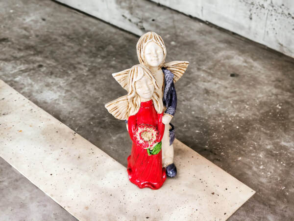 Angel Allen & Alice - silver red -  25 x 14 cm decorative figurine 