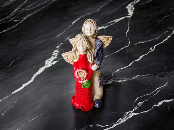 Angel Allen & Alice - silver red -  25 x 14 cm decorative figurine 
