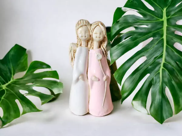 Angel Apple & Ella - pink -  18 x 10 cm decorative figurine 