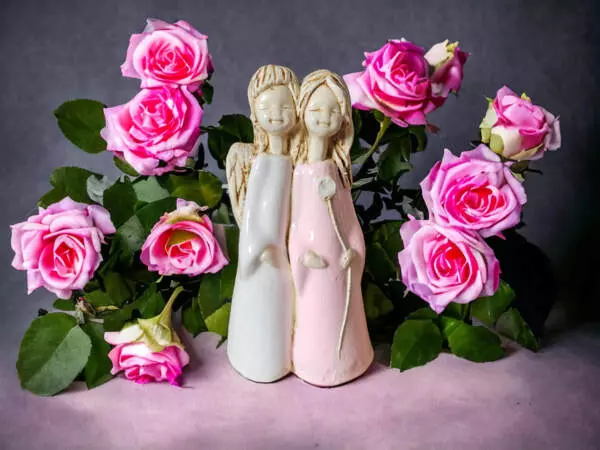 Angel Apple & Ella - pink -  18 x 10 cm decorative figurine 