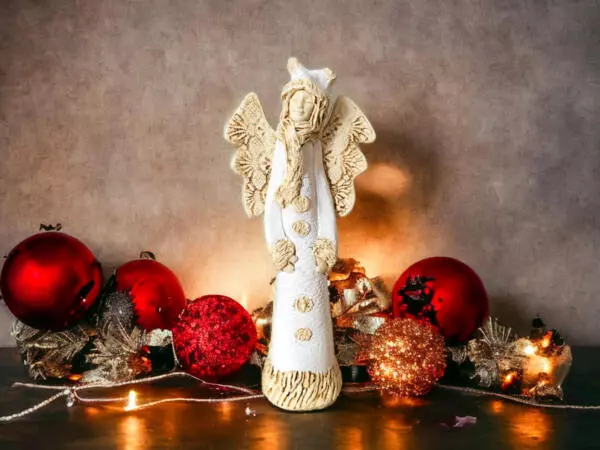 Carpathian Angel - white -  30 x 14 cm decorative figurine 