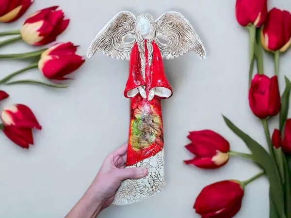 Angel Clara Art Leaf - red -  40 x 28 cm decorative figurine 