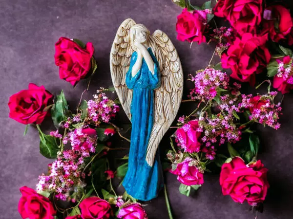 Angel Gabriel - turquoise -  40 x 18 cm decorative figurine 