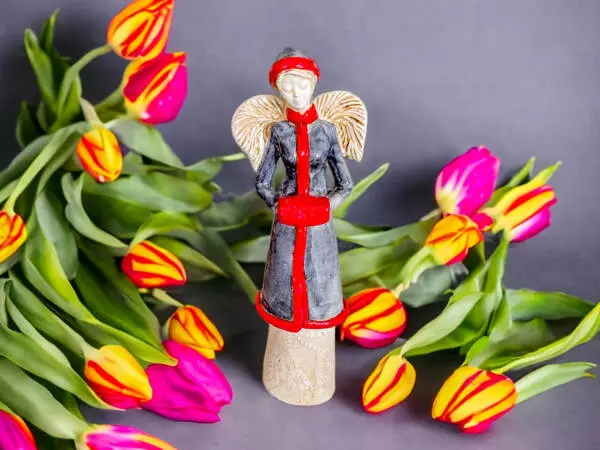 Angel Gia Grey -  35 x 15 cm decorative figurine 