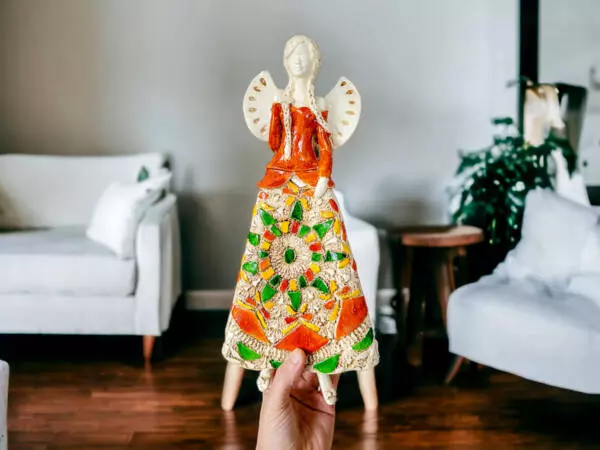 Angel Heather - orange green -  35 x 15 cm decorative figurine 