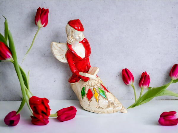 Angel Loretta - red -  15 cm decorative figurine 