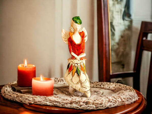 Angel Loretta - orange -  15 cm decorative figurine 