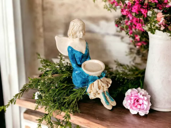 Angel Marion - blue -  15 cm decorative figurine 