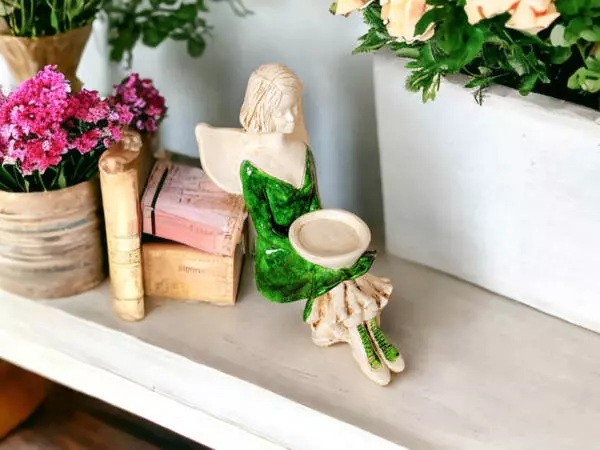 Angel Marion - green -  15 cm decorative figurine 