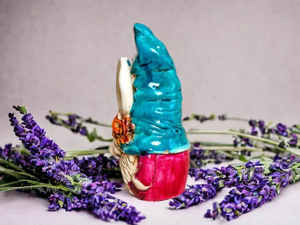 Gnom Eary - turqoise purple -  10 x 5 cm decorative figurine 