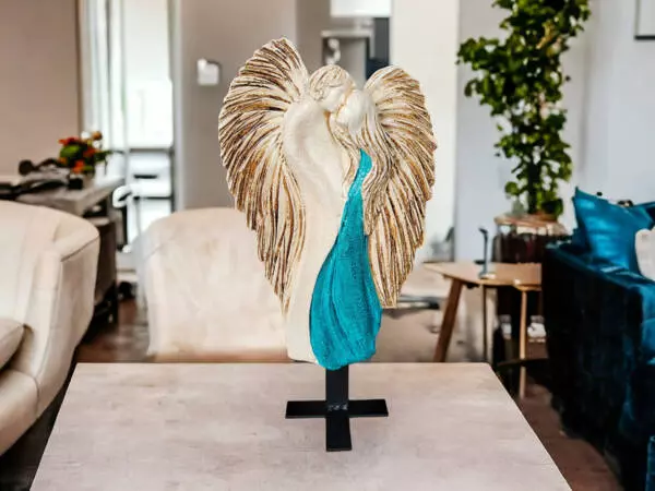 Angels in Love Hanging - beige turquoise -  35 x 21 cm decorative figurine 
