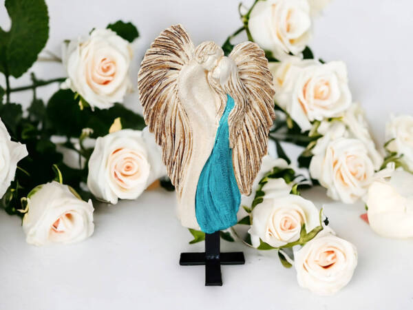 Angels in Love Hanging - beige turquoise -  35 x 21 cm decorative figurine 