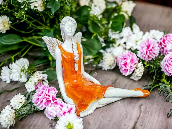 Angel Matilda - orange light -  15 cm decorative figurine 