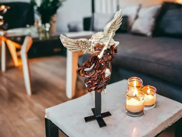 Angel with Violin - brown dark -  25 x 33 cm decorative figurine 