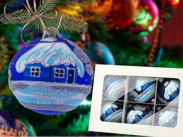  -  80 mm 6 pcs glass christmas balls 