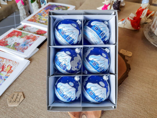  -  80 mm 6 pcs glass christmas balls 