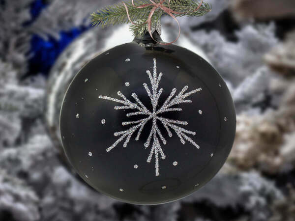 Set of - silver stars mix -  100 mm 6 pcs glass christmas balls 