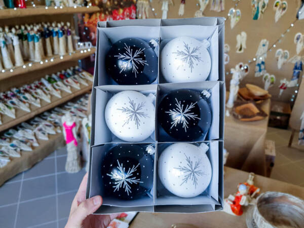 Set of - silver stars mix -  100 mm 6 pcs glass christmas balls 