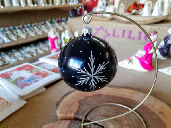 Set of - silver stars mix -  100 mm 6 pcs glass christmas balls 