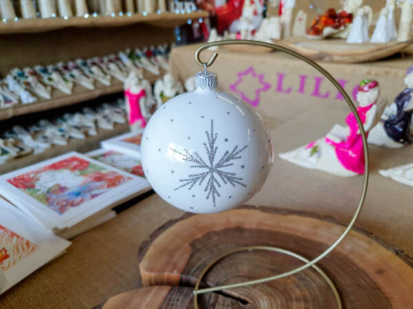 Set of - silver stars mix -  100 mm 6 pcs glass christmas balls 