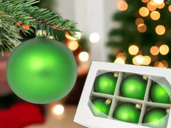 Set of lanvender -  100 mm glass christmas balls  6 pcs
