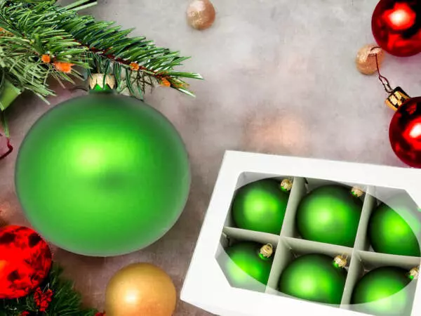 Set of lanvender -  100 mm glass christmas balls  6 pcs