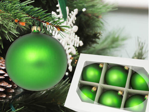 Set of lanvender -  100 mm 6 pcs glass christmas balls 